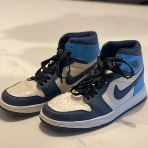 Blue and White Air Jordan Sneakers